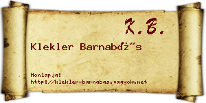 Klekler Barnabás névjegykártya