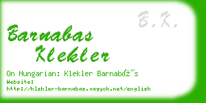 barnabas klekler business card